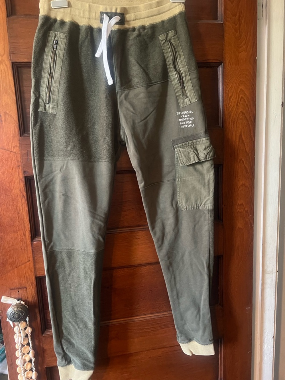 Strivers Row Men's Olive Green Utility Cargo Joggers with Contrast Rib Waist